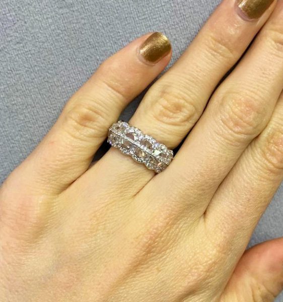 Half-Moon Cut Diamond Full Eternity Ring, 5.75 carats, 18ct White Gold