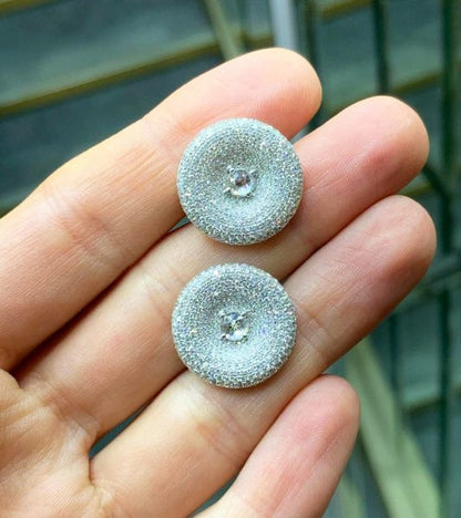 Rose Cut Diamond Pave Cufflinks, 3.40 Carat Total, 18ct White Gold