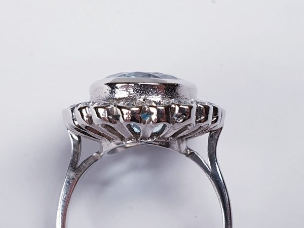 Aquamarine and Diamond Oval Cluster Ring, set in 18ct white gold