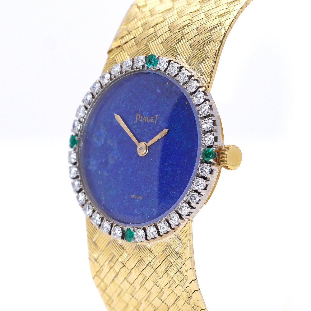 Piaget 18ct Gold Watch with Lapis Lazuli, Diamonds and Emeralds