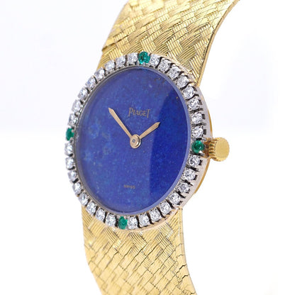 Piaget 18ct Gold Watch with Lapis Lazuli, Diamonds and Emeralds