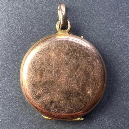 Vintage French 18ct Gold Mistletoe Locket Pendant