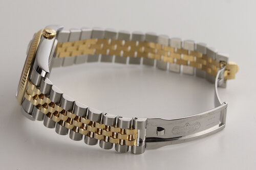 Rolex Mens Datejust 116233 Watch, steel and gold, 36 mm, factory diamond hour markers, automatic movement, Jubilee bracelet with Crownclasp