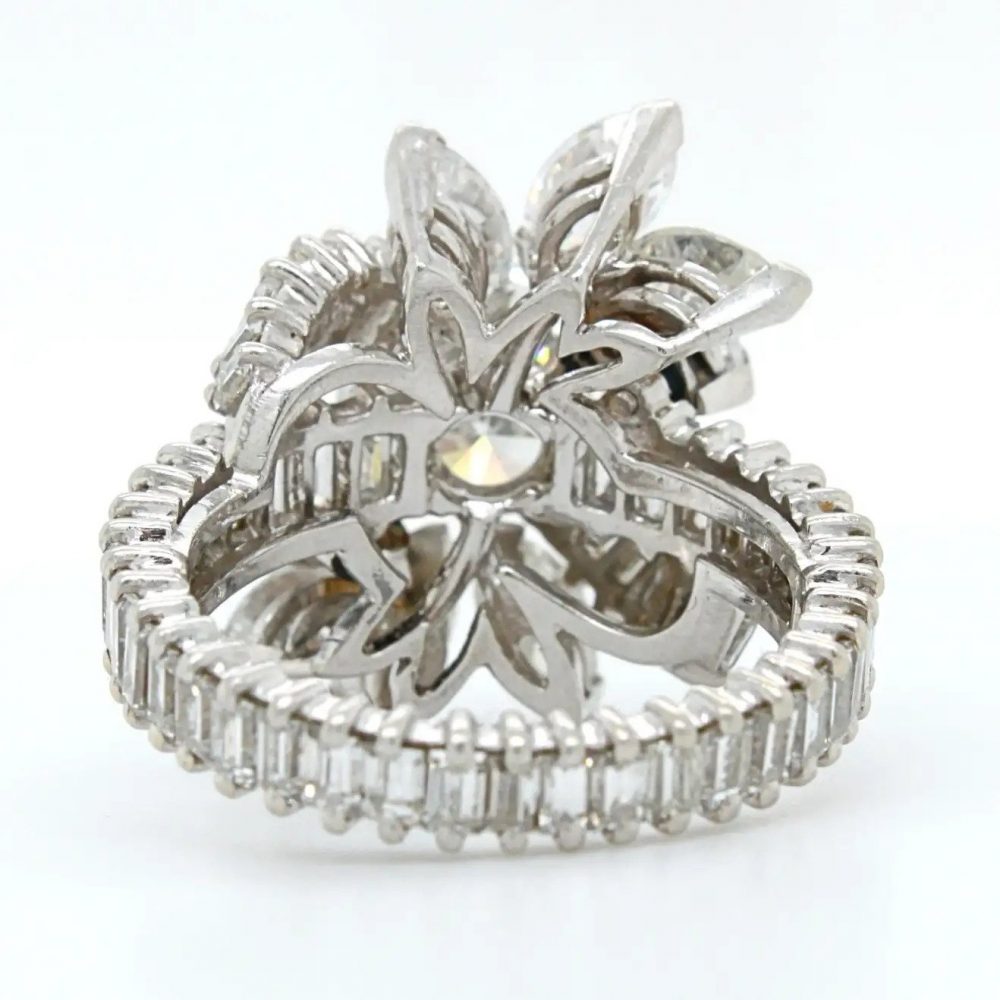 Vintage 2.2ct Diamond Floral Cluster Cocktail Ring
