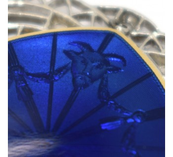 Art Deco Guilloche Enamel Diamond Platinum and Gold Locket Pendant