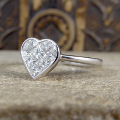 Heart Shaped Diamond Ring, 1.20 Carat Total, set in 18ct White Gold
