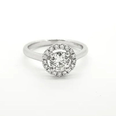 Diamond Fixed Halo Cluster Dress Ring in 18ct White Gold
