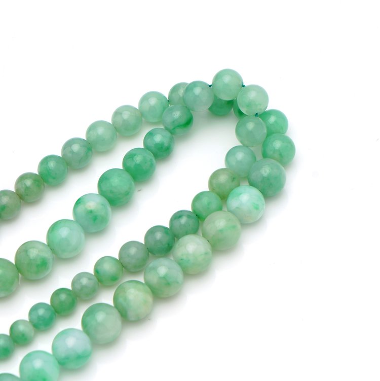 Vintage Natural A Grade Jadeite Jade Beaded Necklace with Certificate