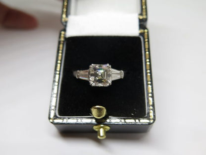 1.80ct Asscher Cut Diamond Ring with Tapered Baguette Shoulders
