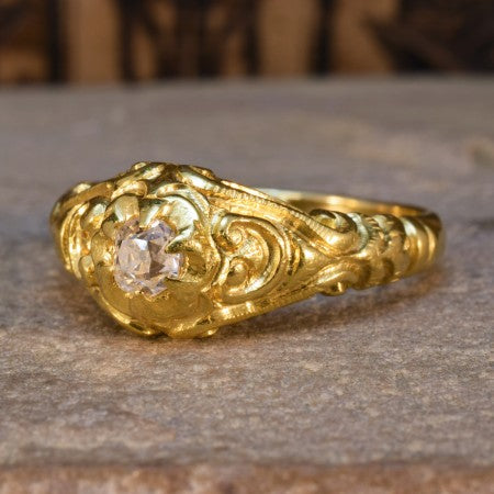 Antique Victorian Old Cut Diamond Gypsy Ring, 0.40ct, 18ct Yellow Gold
