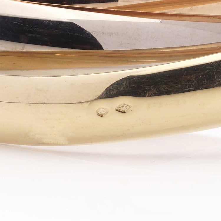 Vintage Cartier Tri Colour 18ct Gold Trinity Bangle Bracelet