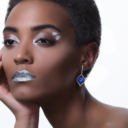 Tanzanite Sapphire and Diamond Drop Earrings, 6.83 carats