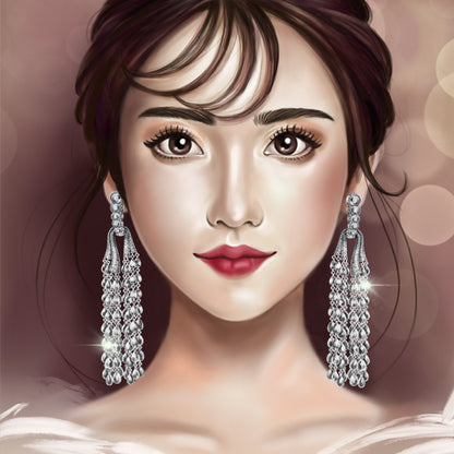 Rose Cut Diamond Tassel Drop Earrings, 12.64 carats