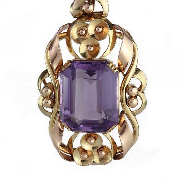 Vintage Amethyst and Gold Pendant, 14 carats