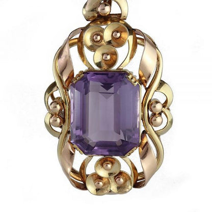 Vintage Amethyst and Gold Pendant, 14 carats