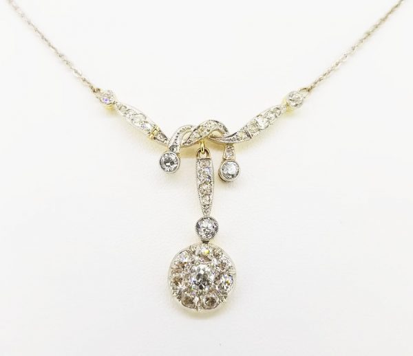 Antique Edwardian Diamond Pendant, 18ct White Gold