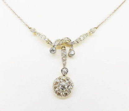 Antique Edwardian Diamond Pendant, 18ct White Gold