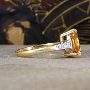 5.12ct Imperial Topaz Ring with Diamond Set Shoulders