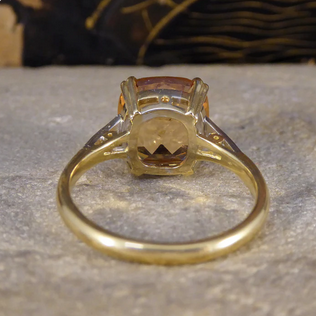 5.12ct Imperial Topaz Ring with Diamond Set Shoulders