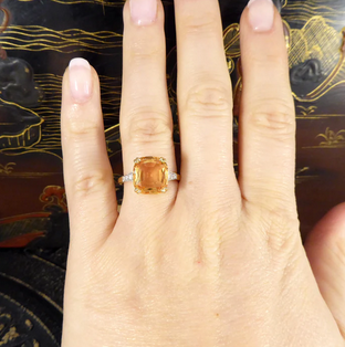5.12ct Imperial Topaz Ring with Diamond Set Shoulders