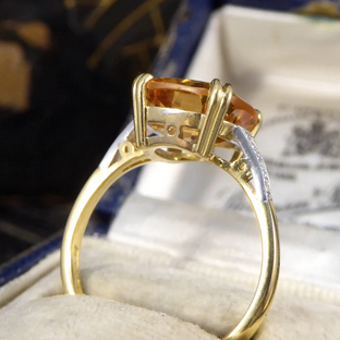5.12ct Imperial Topaz Ring with Diamond Set Shoulders