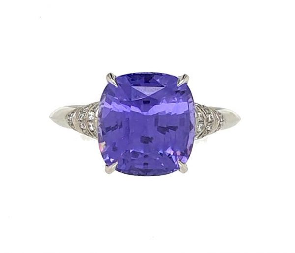 5.30ct Purple Sapphire and Diamond Platinum Ring