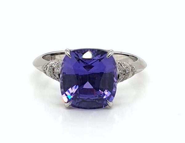 5.30ct Purple Sapphire and Diamond Platinum Ring