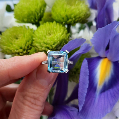 Art Deco Aquamarine and Diamond Dress Ring