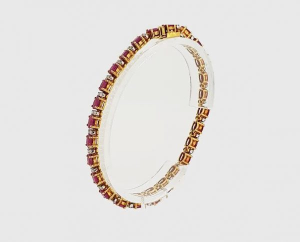 Ruby and Diamond Line Bracelet, 11.12 carats, 18ct Yellow Gold