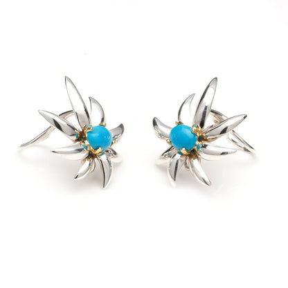 Tiffany and Co Turquoise Fireworks Clip On Earrings in 18ct Gold and Silver