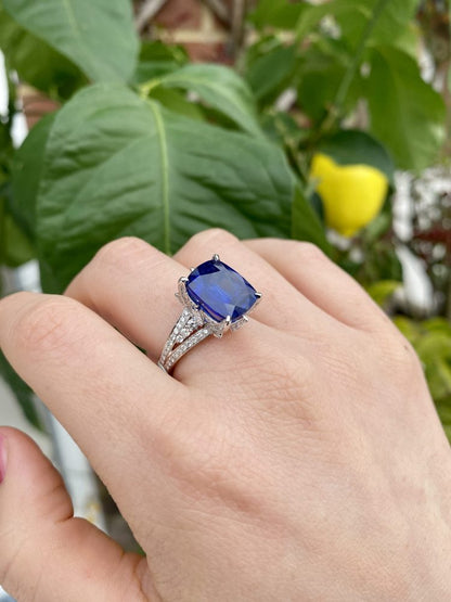 7.12ct Natural Ceylon Sapphire and Diamond Dress Ring in Platinum, by David Jerome