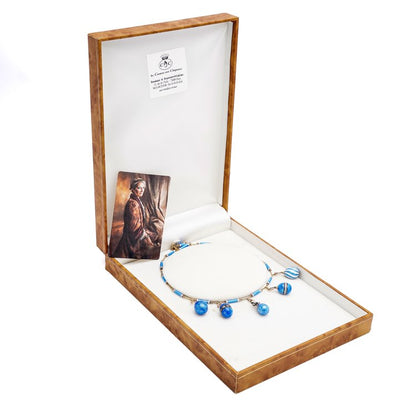 Vintage Gold and Blue Enamel Russian Egg Necklace