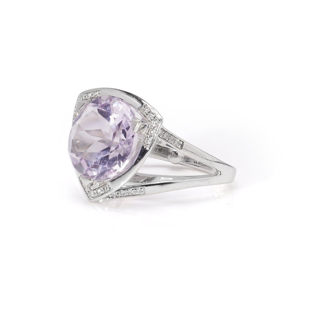 Mauboussin Pink Quartz and Diamond Cluster Ring