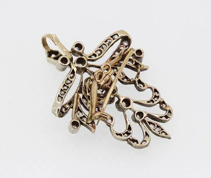 Art Nouveau Diamond set Brooch Pendant, in silver.