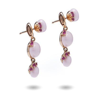 Pomellato Capri Pink Ceramic and Ruby Drop Earrings