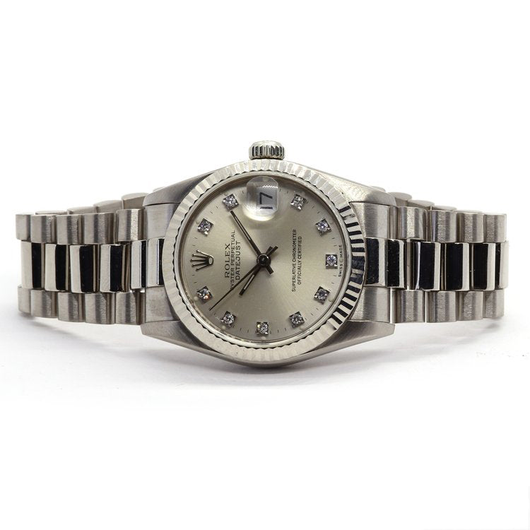 Rolex Datejust 68279 18ct White Gold and Diamond 31mm Midsize Watch