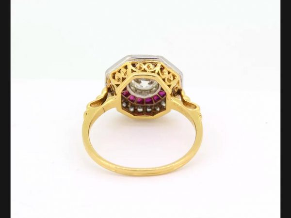 Ruby and Old Cut Diamond Calibre Target Ring Engagement ring