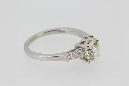 1.22ct Diamond Solitaire Engagement Ring with 0.24ct Baguette Shoulders