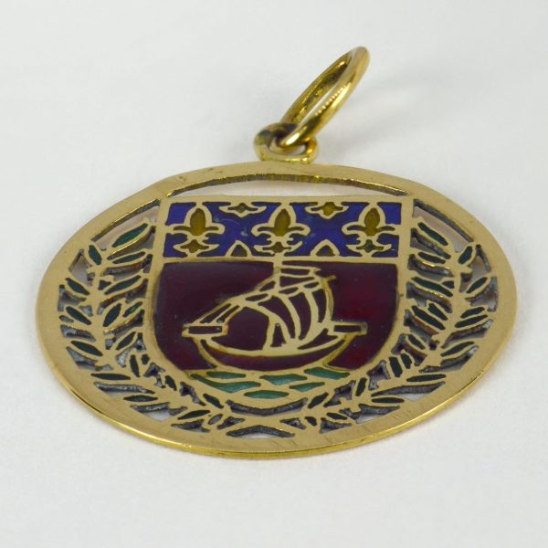 City of Paris Coat of Arms 18ct Gold and Enamel Charm Pendant