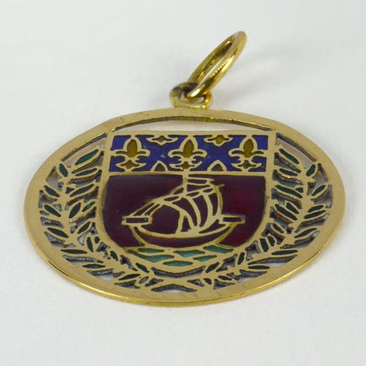 City of Paris Coat of Arms 18ct Gold and Enamel Charm Pendant