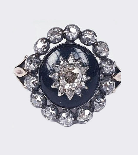 Antique Georgian 1.20ct Old Cut Diamond and Garnet Dress Ring