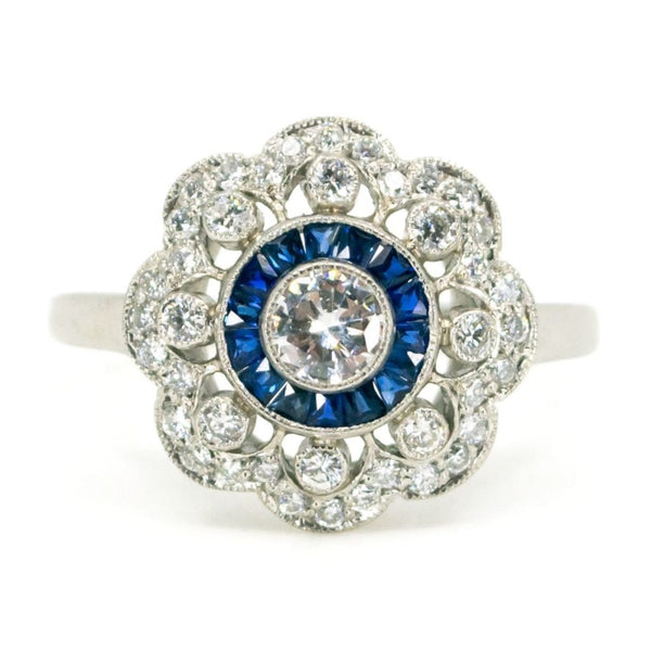 Art Deco Style Sapphire and Diamond Ring