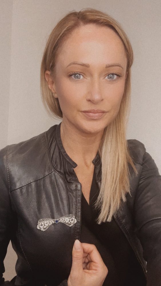 Antique Art Deco 3.4ct Old Cut Diamond and Sapphire Bow Brooch