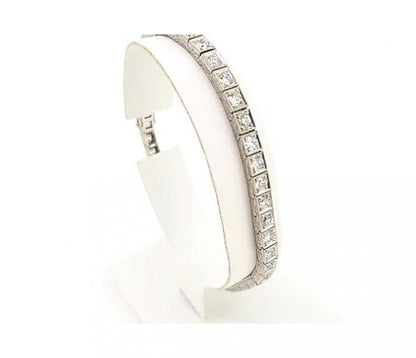 Antique Edwardian Diamond and Platinum Line Bracelet, 5.00 carat total