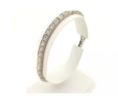 Antique Edwardian Diamond and Platinum Line Bracelet, 5.00 carat total