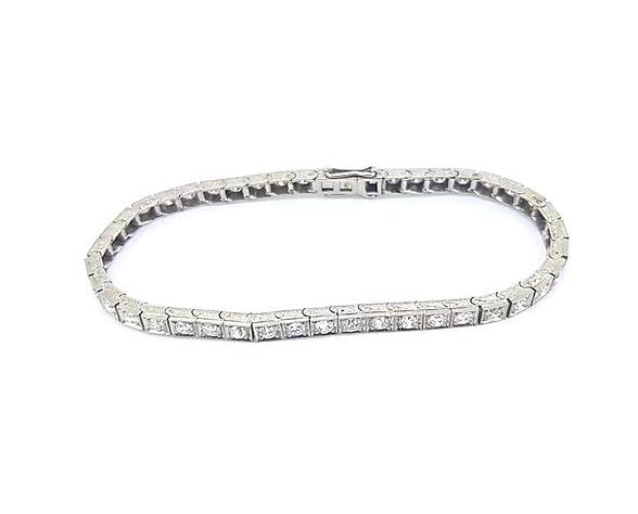 Antique Edwardian Diamond and Platinum Line Bracelet, 5.00 carat total