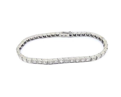 Antique Edwardian Diamond and Platinum Line Bracelet, 5.00 carat total
