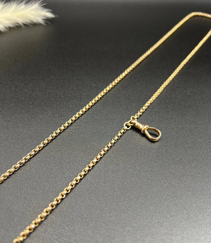 Antique 9 ct Rose Gold Edwardian 30 Inch Faceted Round Belcher Link Chain With Swivel Dog Clip