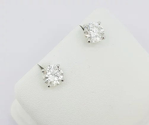 2.30ct Diamond Solitaire Stud Earrings, colour G, clarity SI2, With Certificate. Mounted in 18ct white gold, with post and butterfly fittings