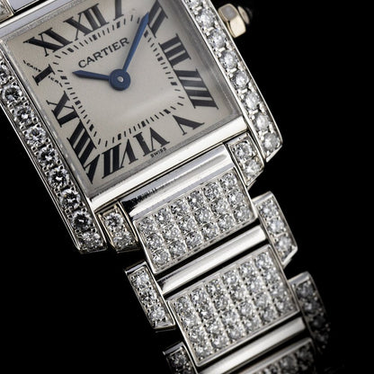 Cartier Tank Francaise 2365 White Gold Factory Diamonds Watch with Cartier service 2024
